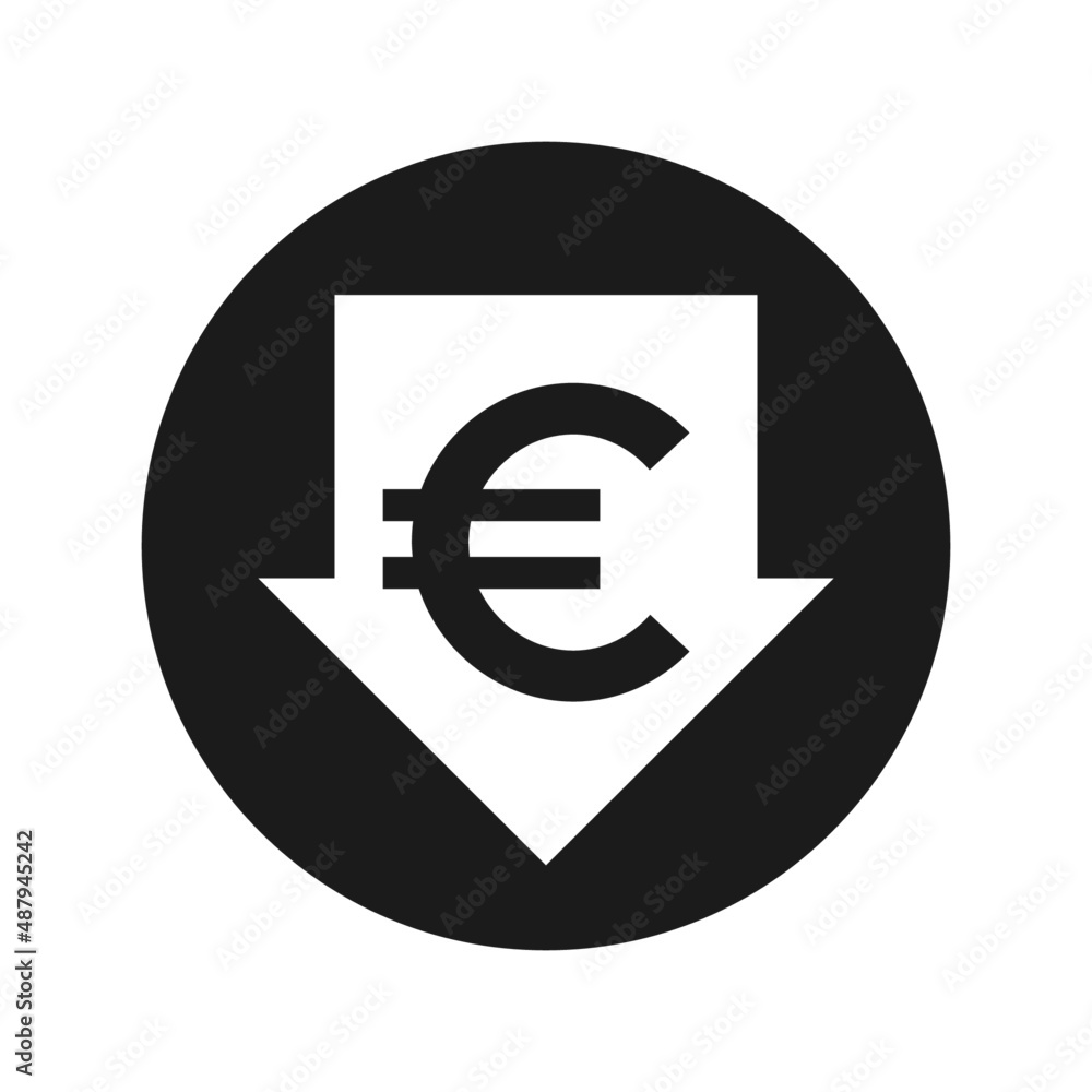Euro value decrease rate vector icon round button Euro value decrease rate vector icon round button