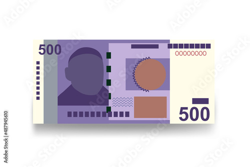 Kyrgyz som Vector Illustration. Kyrgyzstan money set bundle banknotes. Paper money 500 c. Flat style. Isolated on white background. Simple minimal design.