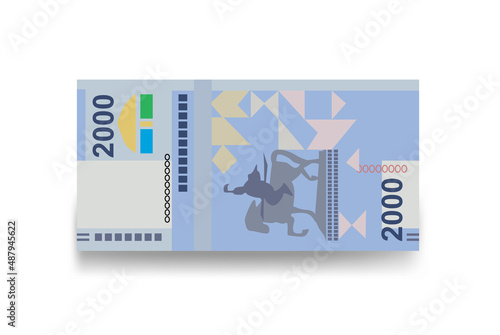 Kyrgyz som Vector Illustration. Kyrgyzstan money set bundle banknotes. Paper money 2000 c. Flat style. Isolated on white background. Simple minimal design.