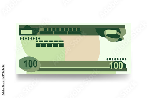 Ethiopian Birr Vector Illustration. Ethiopia money set bundle banknotes. Paper money 100 Br. Flat style. Isolated on white background. Simple minimal design.