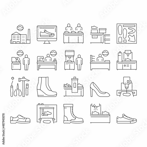 Shoes Repair Service Collection Icons Set Vector .