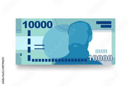 Chilean Peso Vector Illustration. Chile money set bundle banknotes. Paper money 10000 CLP. Flat style. Isolated on white background. Simple minimal design.