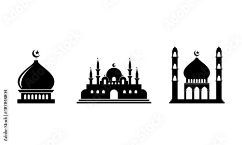 silhouette mosque building logo design