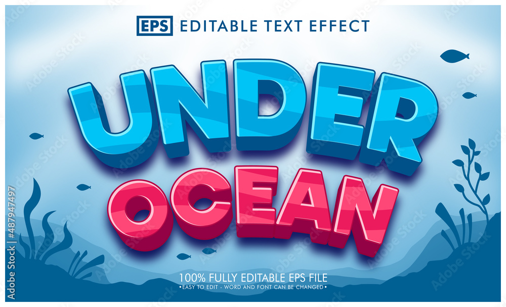 Under ocean 3d editable text effect