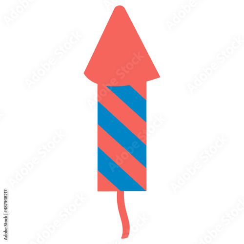 Rocket firecracker vector illustration in flat color design