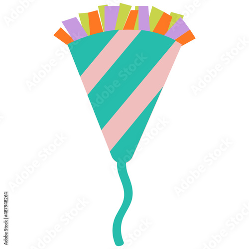 Party popper vector illustration in flat color design