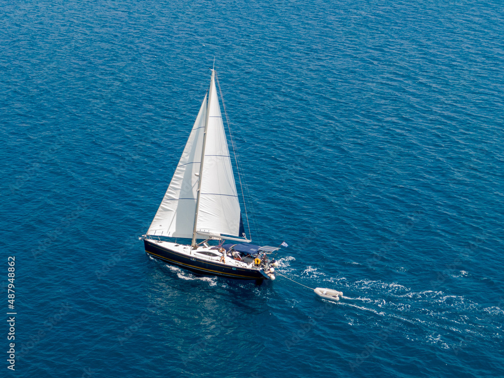 sailing boat on the sea in corfu greece