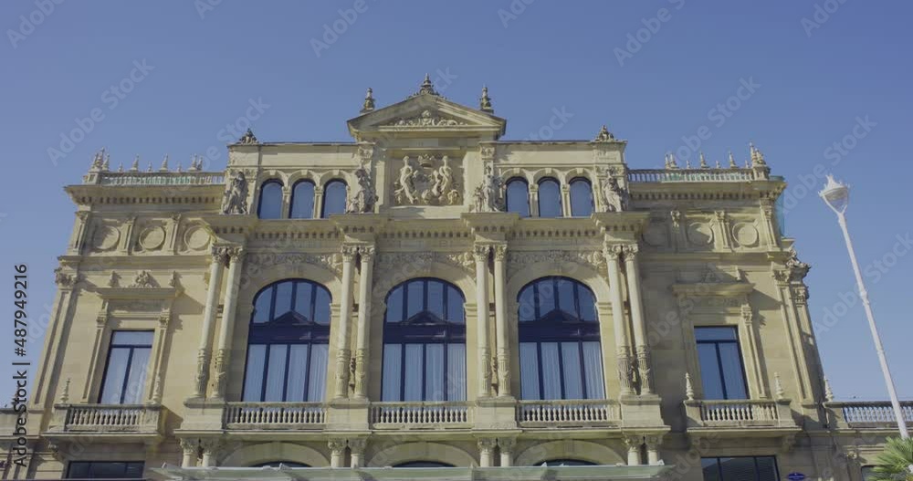 Theater Victoria Eugenia in Zinemaldia film fest 64, San Sebastian, Donostia. Day view of beautiful theater. Theater Victoria Eugenia in Zinemaldia film fest 64, San Sebastian, Donostia. Day view of beautiful theater.