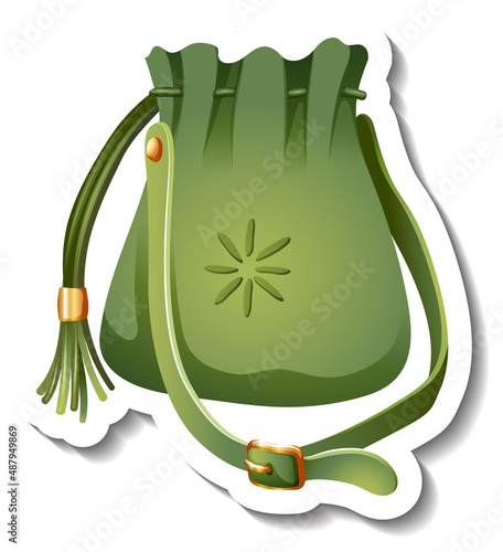 Green crossbody bag sticker on white background