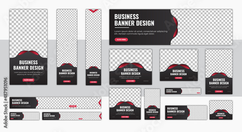 Abstract banner design web template Set, Horizontal header web banner. set of creative web banners of standard size with a place for photos. Vertical, horizontal and square template.