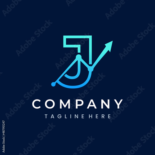 Letter J Trade Investment Marketing Logo