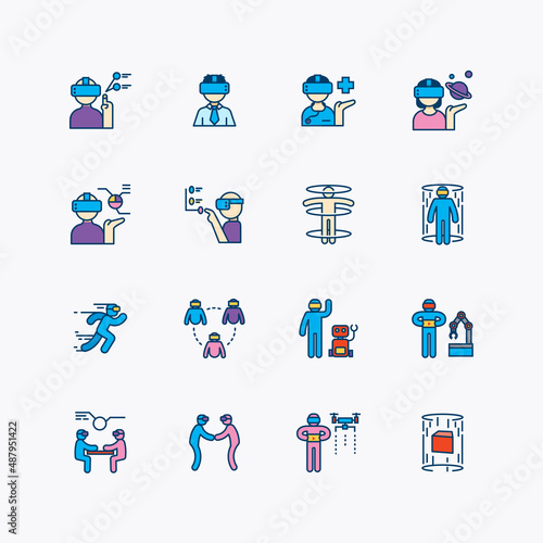 Bundle of metaverse vr flat icons collection. simple  design vector