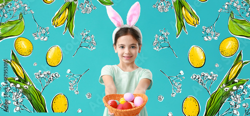 Cute little girl with bunny...