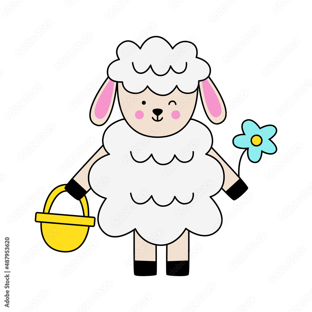 Vector image of cute cartoon Easter lamb. Vector image of cute cartoon Easter lamb.