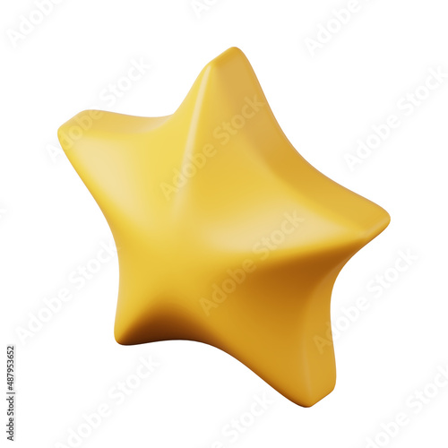 Yellow volumetric star high quality 3D render illustration icon.