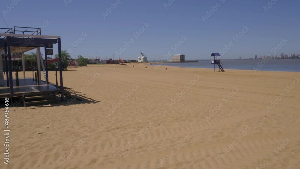 View of San Jose Beach on Costanera Avenue, Encarnacion, Paraguay. Slow pan right View of San Jose Beach on Costanera Avenue, Encarnacion, Paraguay. Slow pan right