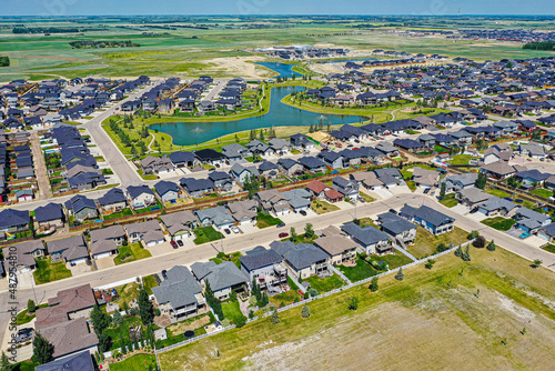 Aerial view of Warman, Saskatchewan on the Canadian Prairies