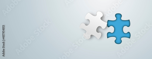 Paper Puzzle Hole Gray Header