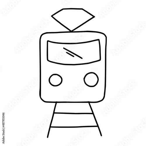 Train icon. Vector doodle illustration.