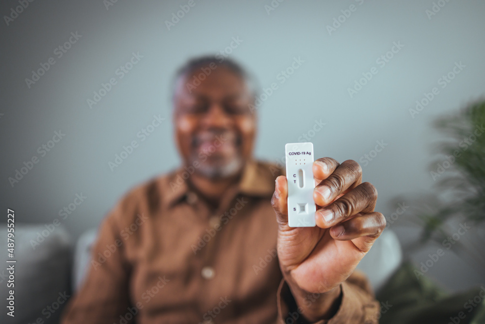 Elderly man taking COVID-19 home testing. Process of coronavirus ...