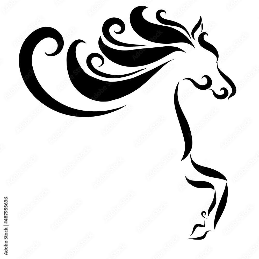 logo galloping black horse with fluffy graceful ornate mane jumping playfully clapping its hoof year of the fiery horse logo galloping black horse with fluffy graceful ornate mane jumping playfully clapping its hoof year of the fiery horse