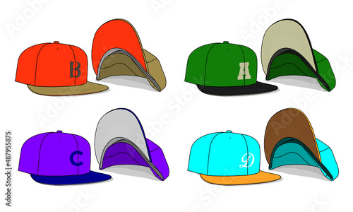 Cap hat template vector adjustable fitted