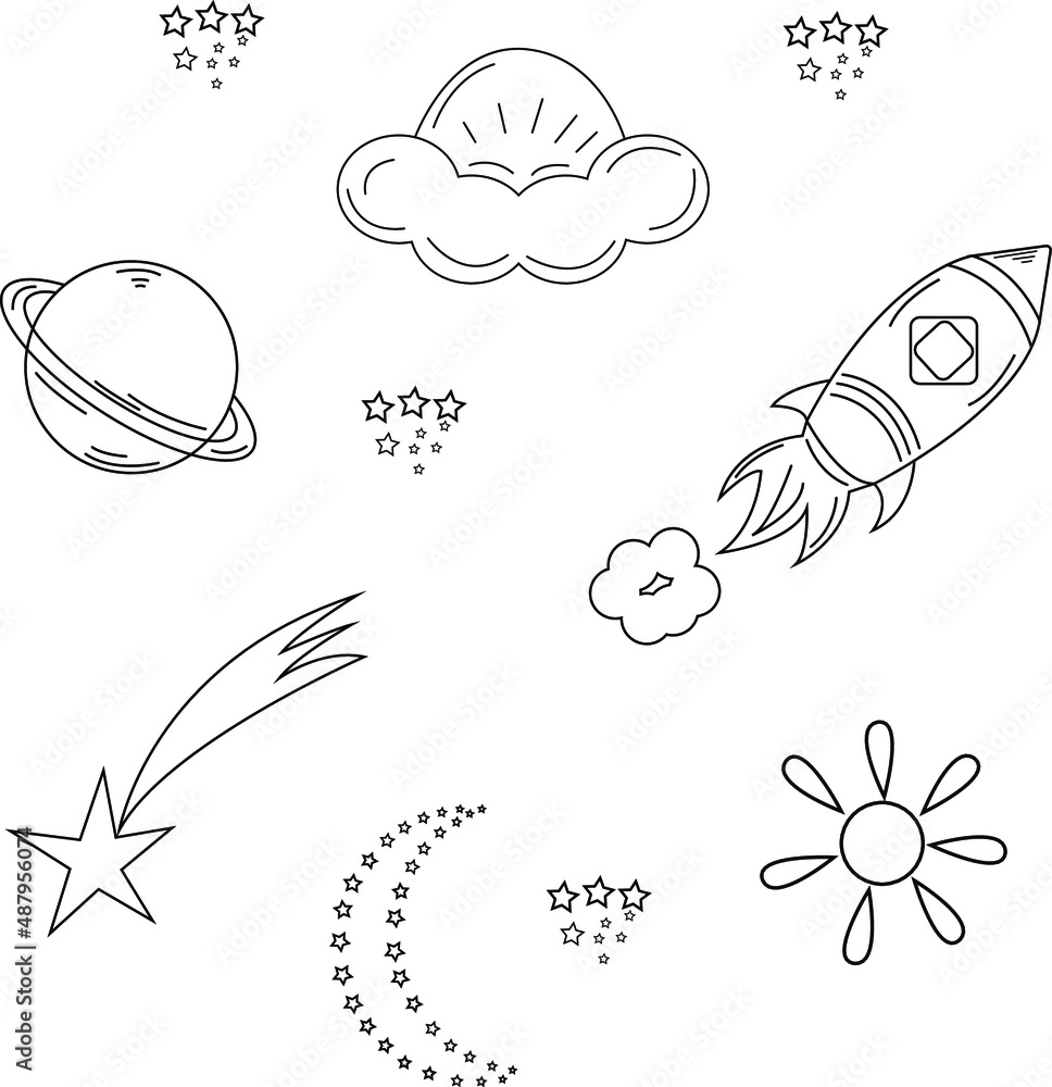 cute set for childrens earth rocet stars moon cloud cute set for childrens earth rocet stars moon cloud