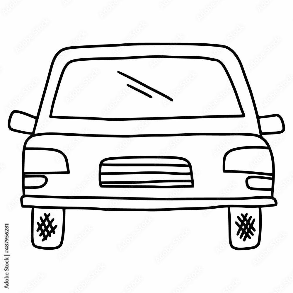 Car rental. Auto doodle icon. Coloring book for kids. Taxi.