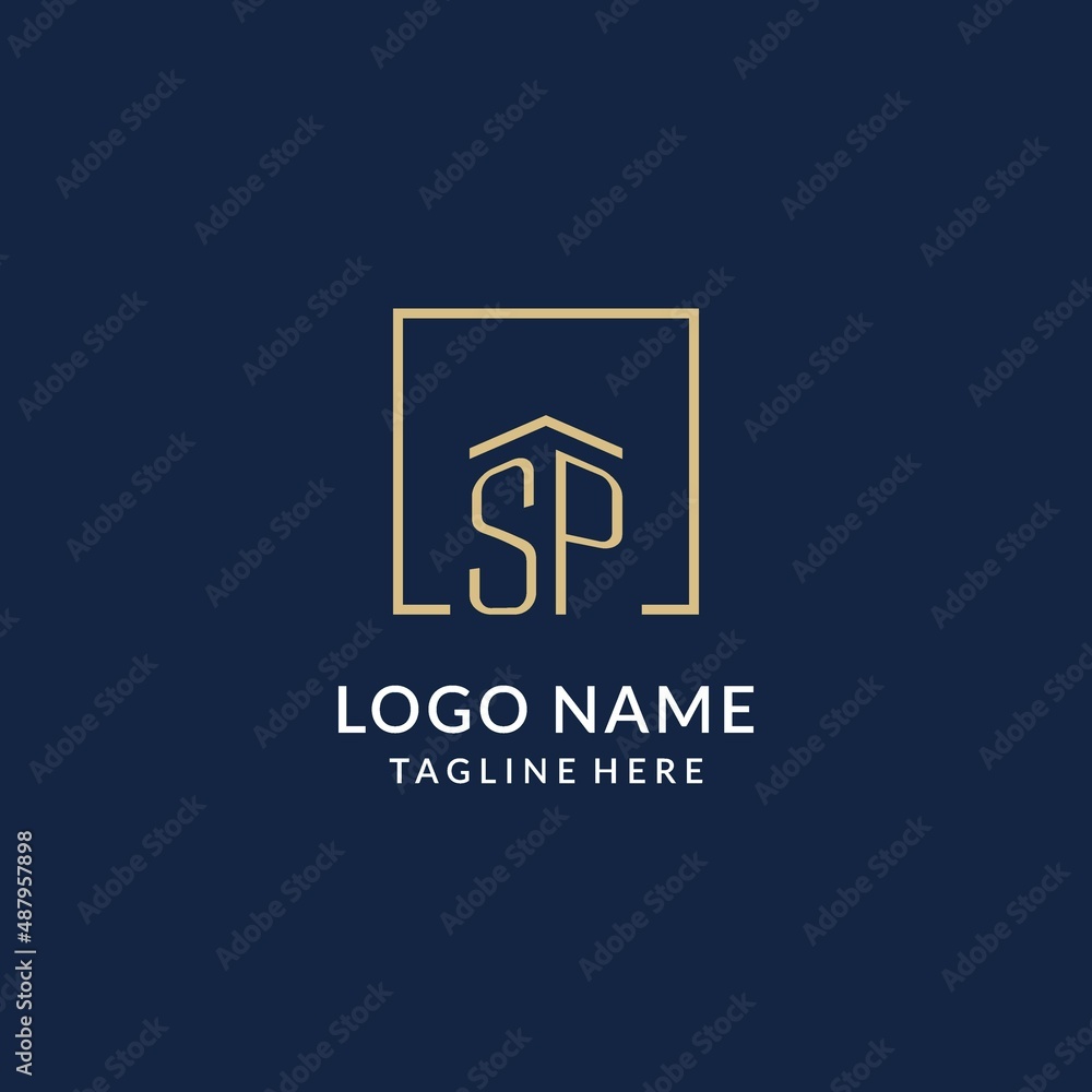 Initial SP square lines logo, modern and luxury real estate logo design ...