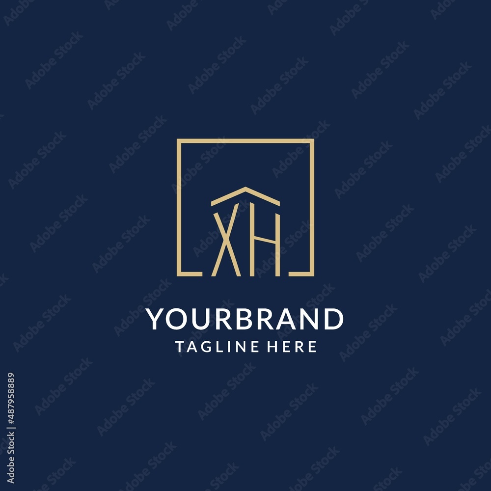 Initial XH square lines logo, modern and luxury real estate logo design ...