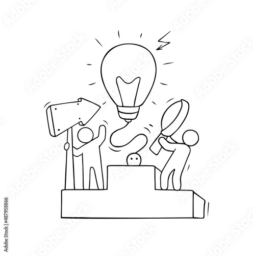 Business background with people and lamp idea