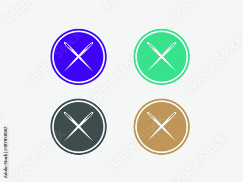 Minimalist Sewing Needles Logo Design with various colors