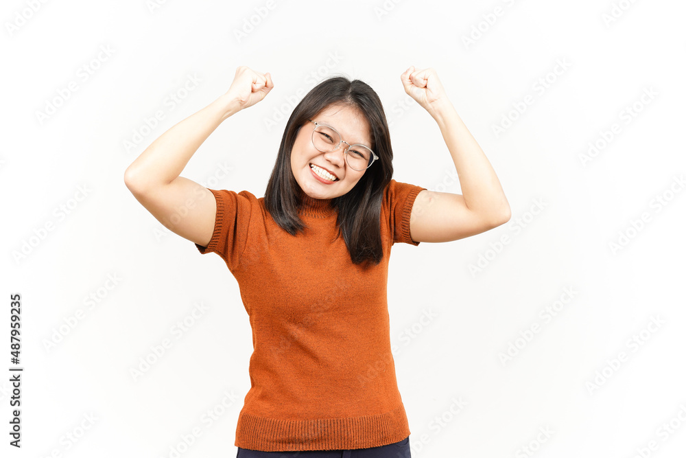 Yes Excited Gesture Of Beautiful Asian Woman Isolated On White Background Yes Excited Gesture Of Beautiful Asian Woman Isolated On White Background
