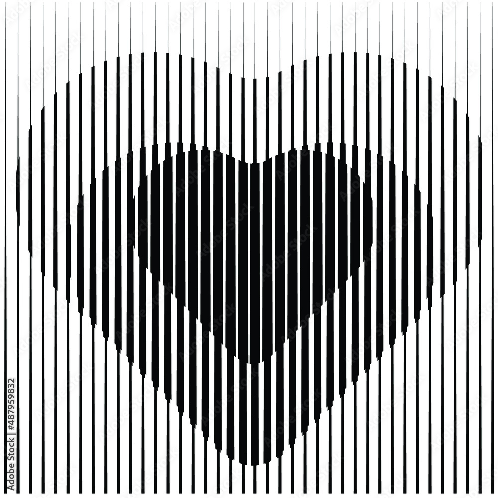 Heart Logo with lines. Hearts unusual icon Design .Black Vector stripes .Geometric shape. Heart Logo with lines. Hearts unusual icon Design .Black Vector stripes .Geometric shape.