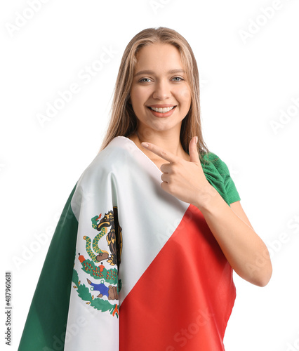 Happy young woman with flag...