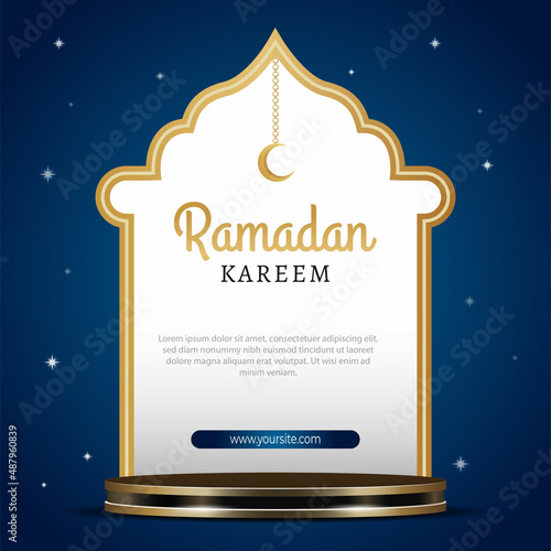 islamic ramadan kareem with 3d podium for social media template photo