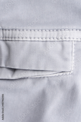 Grey - blue pants pocket detail closeup