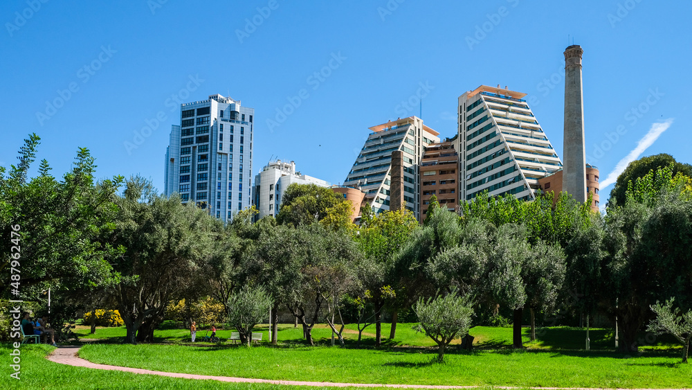 View of the Turia Gardens in Valencia