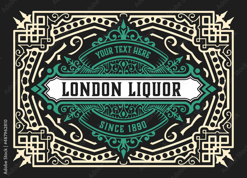 Whiskey label with old frames Whiskey label with old frames