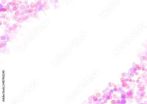 Abstract art background with light purple and lilac circle babble with frame on the corner.