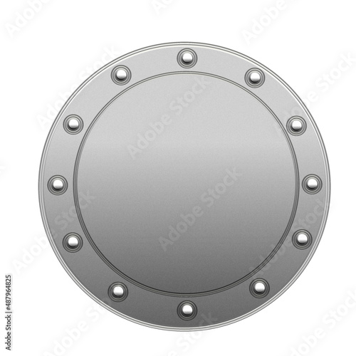 round metal silver vintage shield design illustration