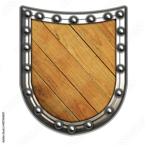 wood steel frame vintage shield isolated