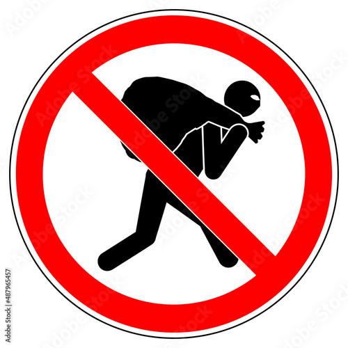 vsrr484 VectorSignRoundRed vsrr - german: Einbrecher . Diebstahl verboten (kriminell) - english: prohibition sign . no burglar allowed - prevent theft . vector . transparent . AI 10 / EPS 10 . g11202