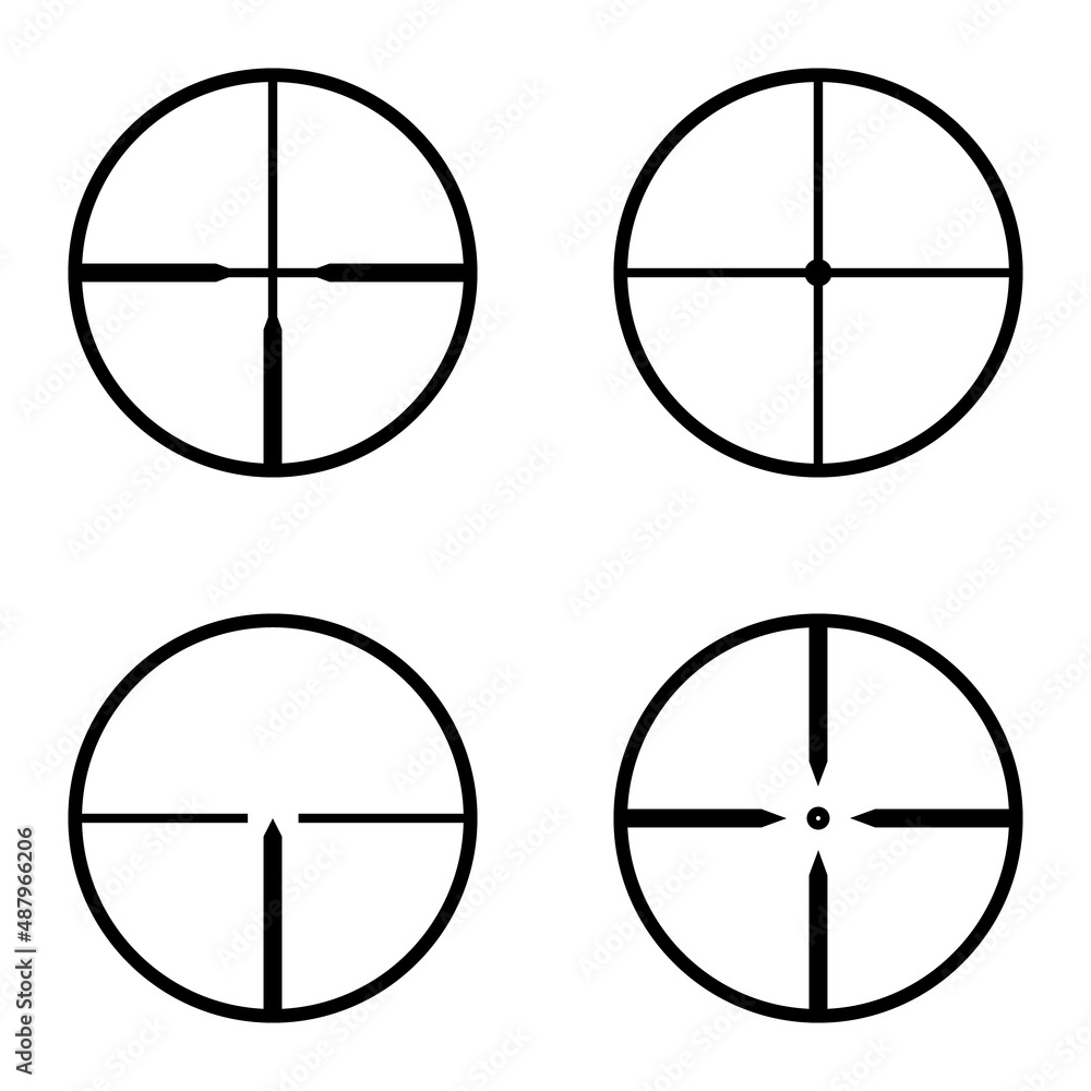 Crosshairs Flat Icon Set Isolated On White Background Crosshairs Flat Icon Set Isolated On White Background
