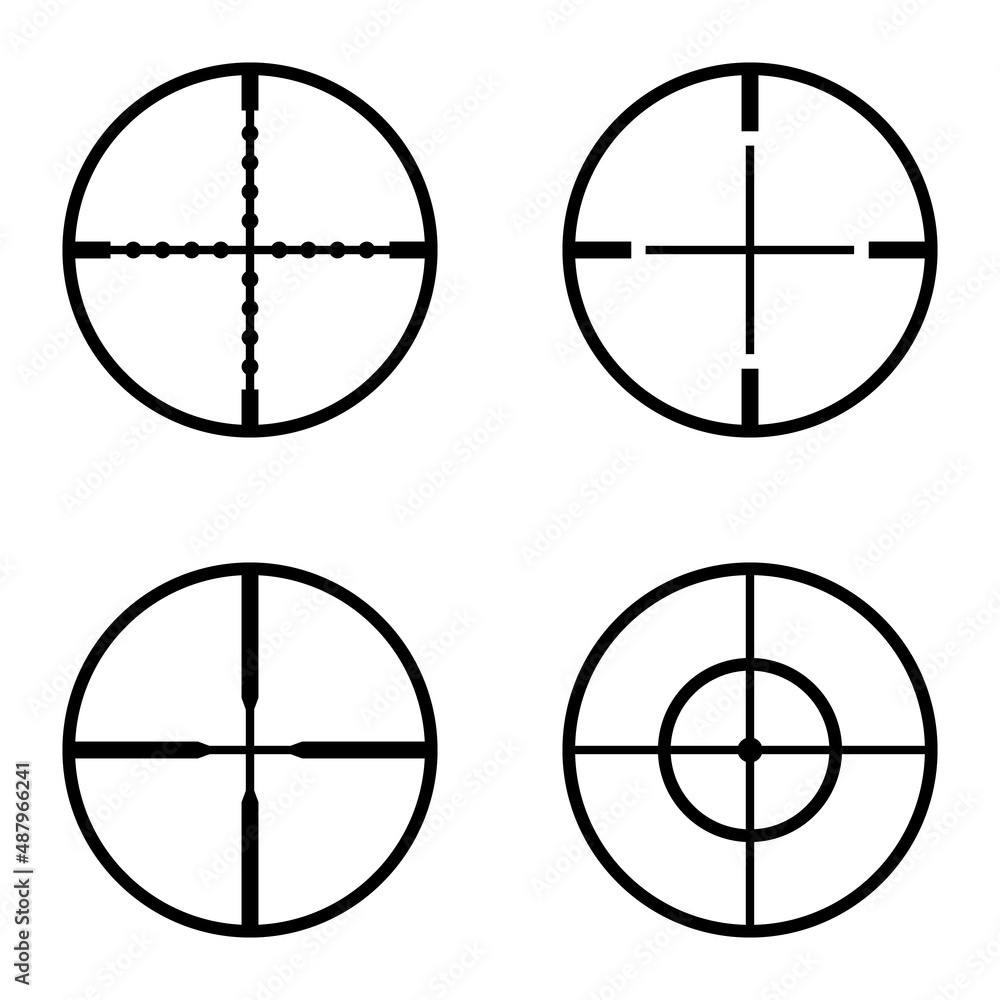 Crosshairs Flat Icon Set Isolated On White Background Crosshairs Flat Icon Set Isolated On White Background