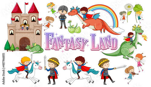 Set of fairy tale cartoon characters