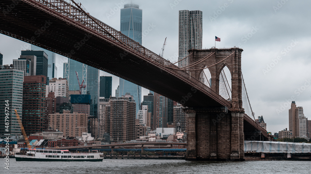 The New York Financial District and Lower Manhattan with Brooklyn Brdige