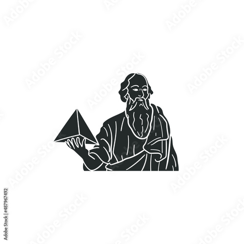 Pythagoras Icon Silhouette Illustration. Mathematician Greek Historic Vector Graphic Pictogram Symbol Clip Art. Doodle Sketch Black Sign. photo