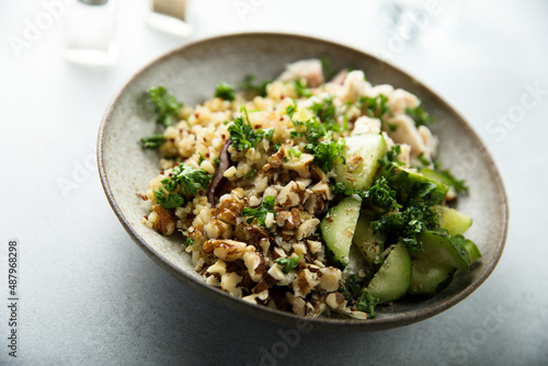 Healthy quinoa bowl with chicken