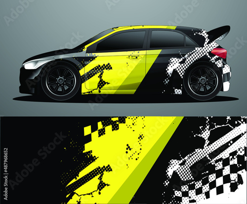 Rally car decal graphic wrap vector, abstract background